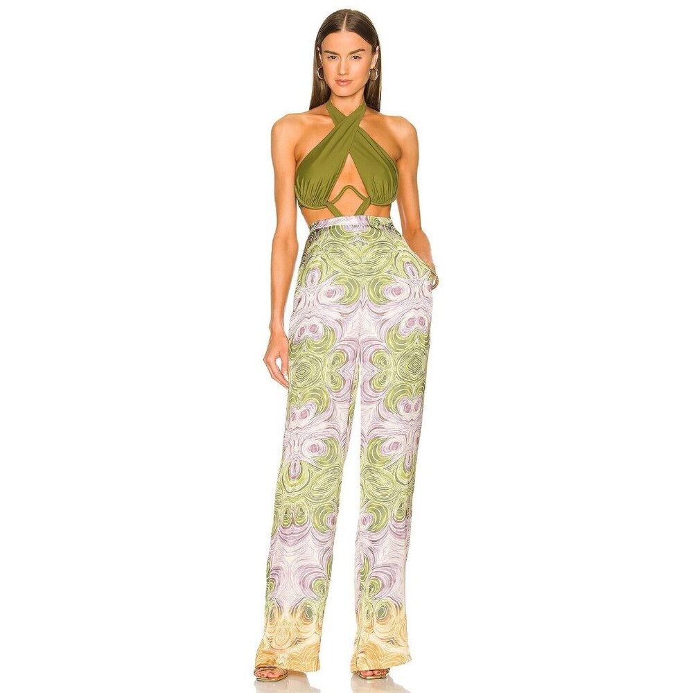 Andrea Iyamah Akacia Pants Abstract Woodgrain Print